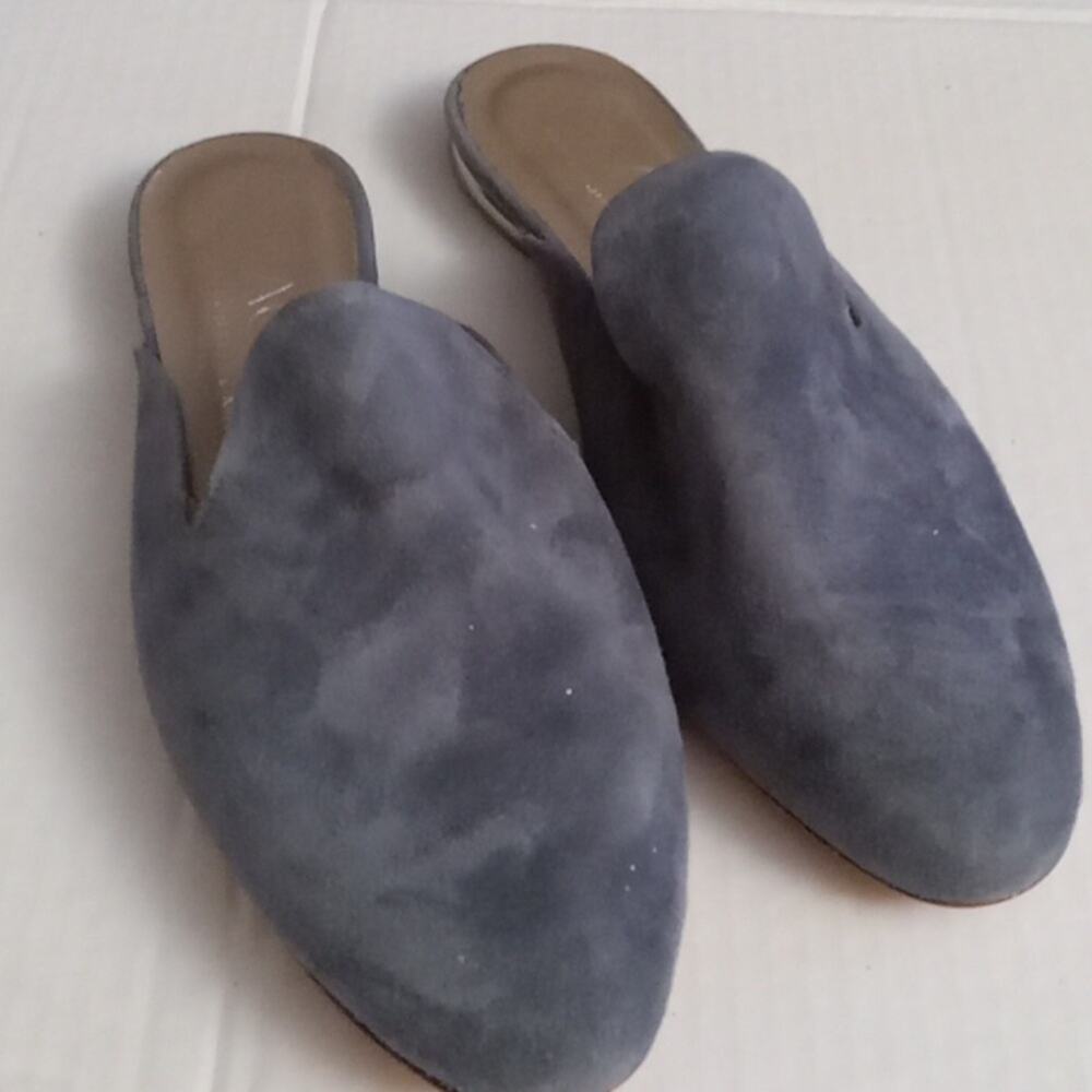 Agl Women Size 8.5 Blue Leather Suede Mules . Made in Italy